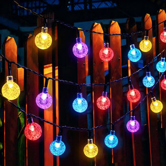 Cottone 256 Outdoor Solar Powered Lights Decorations 30-Bulb Globe Integrated LED String Lights for Christmas Decor