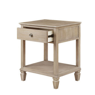 VIctoria One-Drawer Wood Bedside Table with Shelf