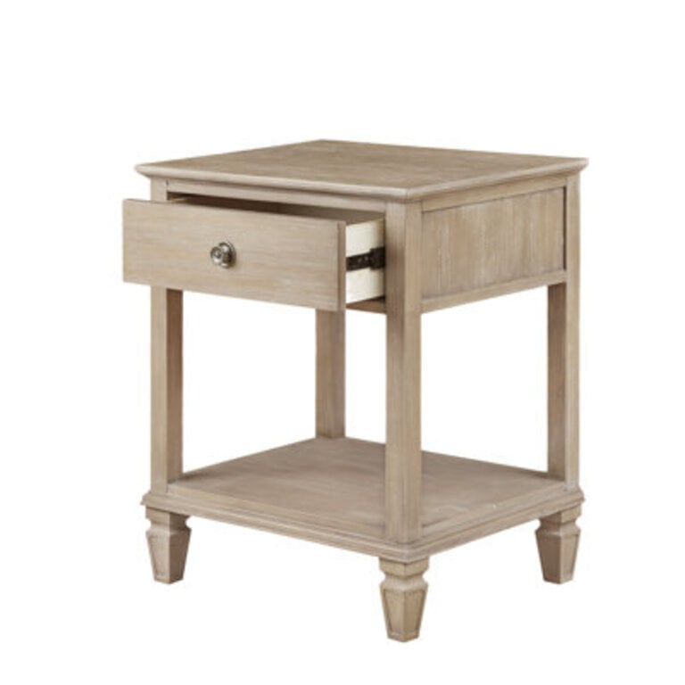 VIctoria One-Drawer Wood Bedside Table with Shelf