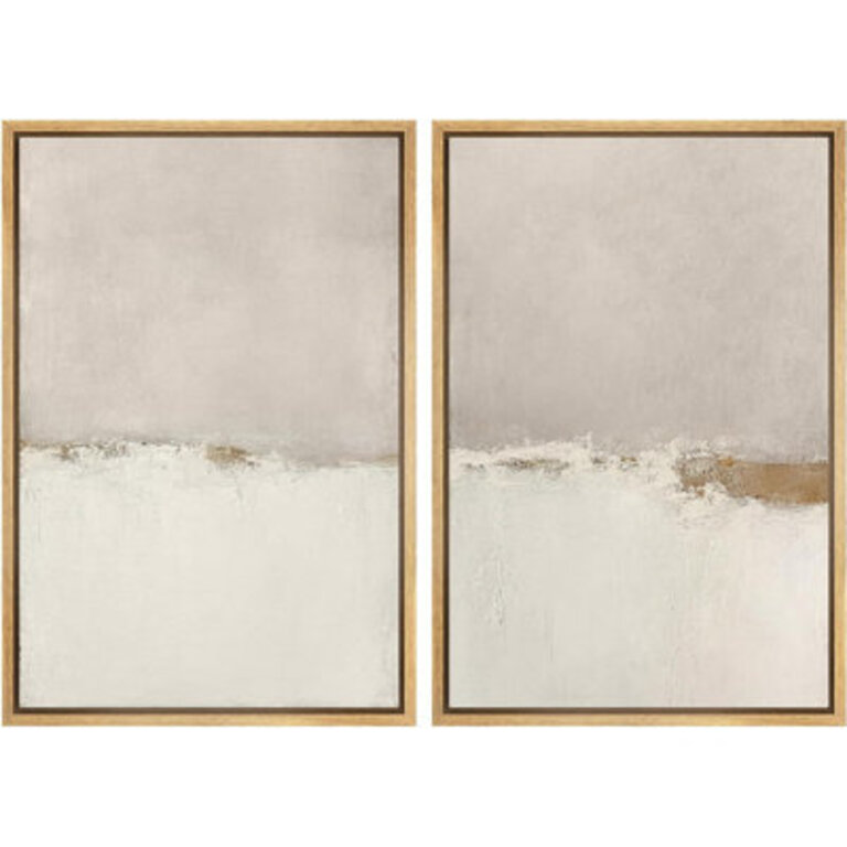Minimal Landscape Beige Tan Grunge Abstract Modern Artwork Simple Minimalist Neutral Wall Pictures Framed Canvas Giclee Print 2 Pieces Wall Art