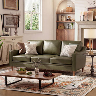 Azriah Faux Leather Square Arm Sofa