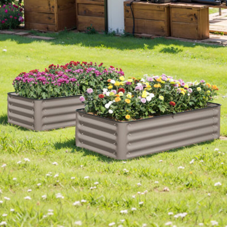 Galvanized Steel Raised Garden Bed Set of 2 with Garden Apron 4 x 2 ft Height 1 ft