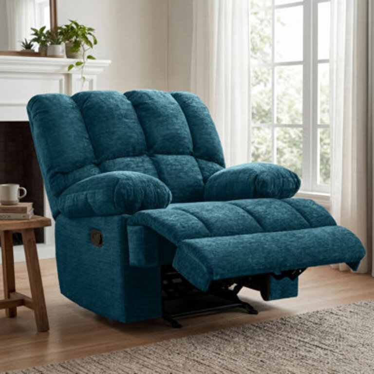Oversized 445W Upholstered Manual Rocking Recliner