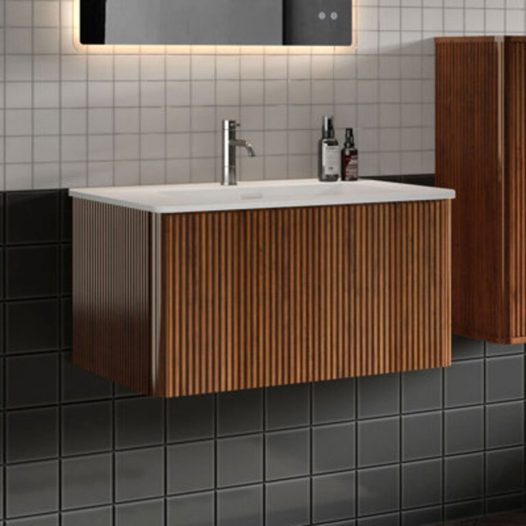Hannemarie Wall Mounted Single Bathroom Vanity with Top with Overflow Pre-Assembled