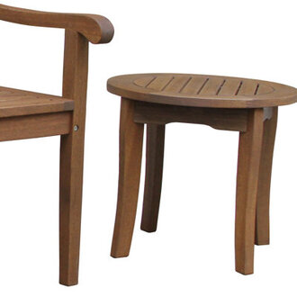 Akiva 20 W Round Solid Eucalyptus Wood Outdoor Side Table