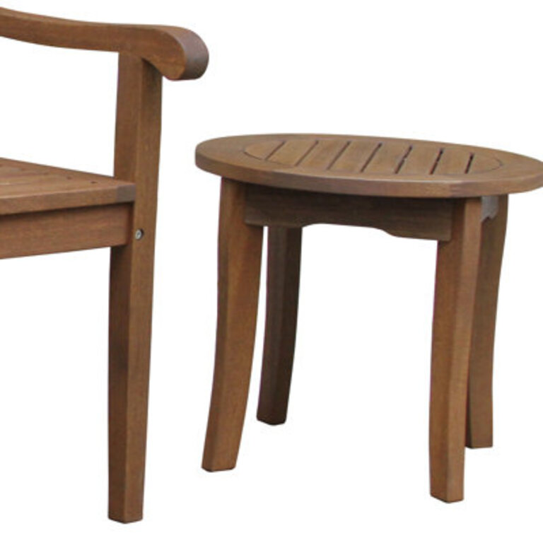 Akiva 20 W Round Solid Eucalyptus Wood Outdoor Side Table