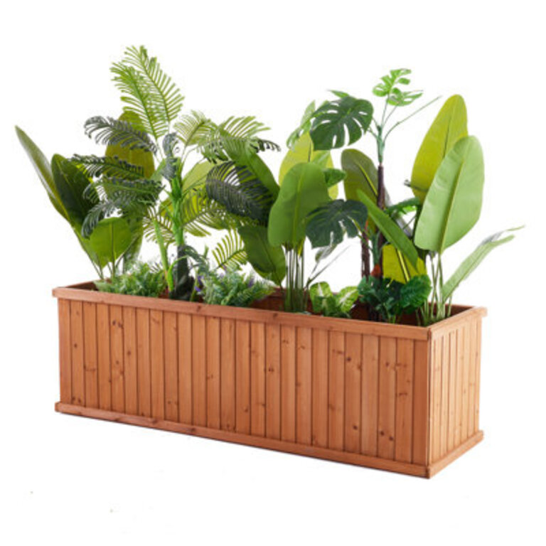 Barros Solid Cedar Rectangular Planter Box with Drainage Holes