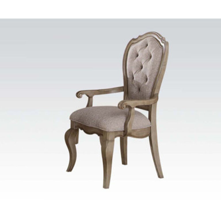 Cashel Tufted Arm Chair in Beige and Antique Taupe Set of 2