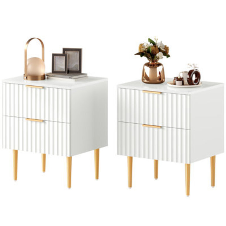 Rishaw Fluted Nightstand With 2 Drawers