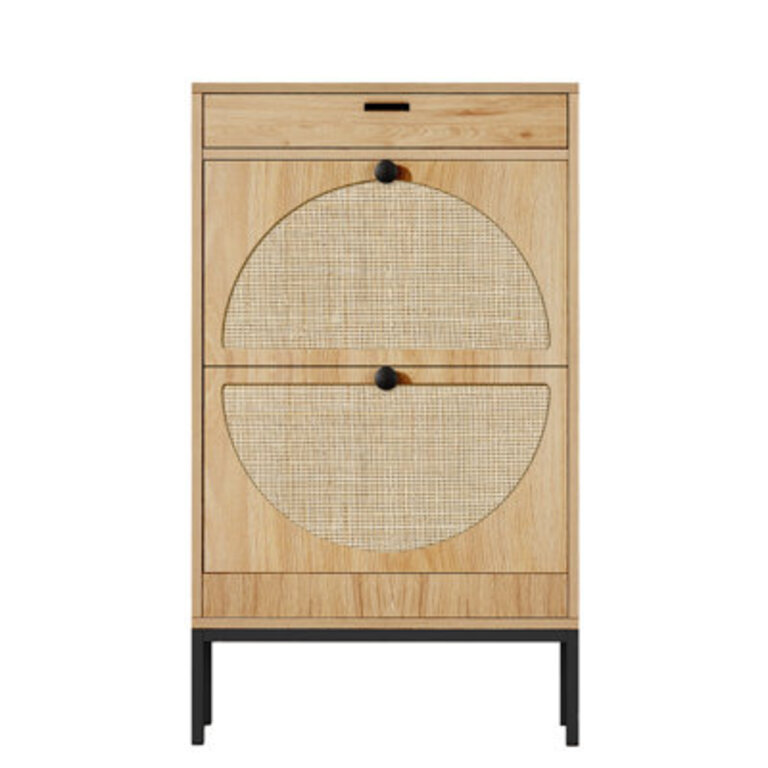 Cerina Boho Natural Rattan Shoe Storage Cabinet