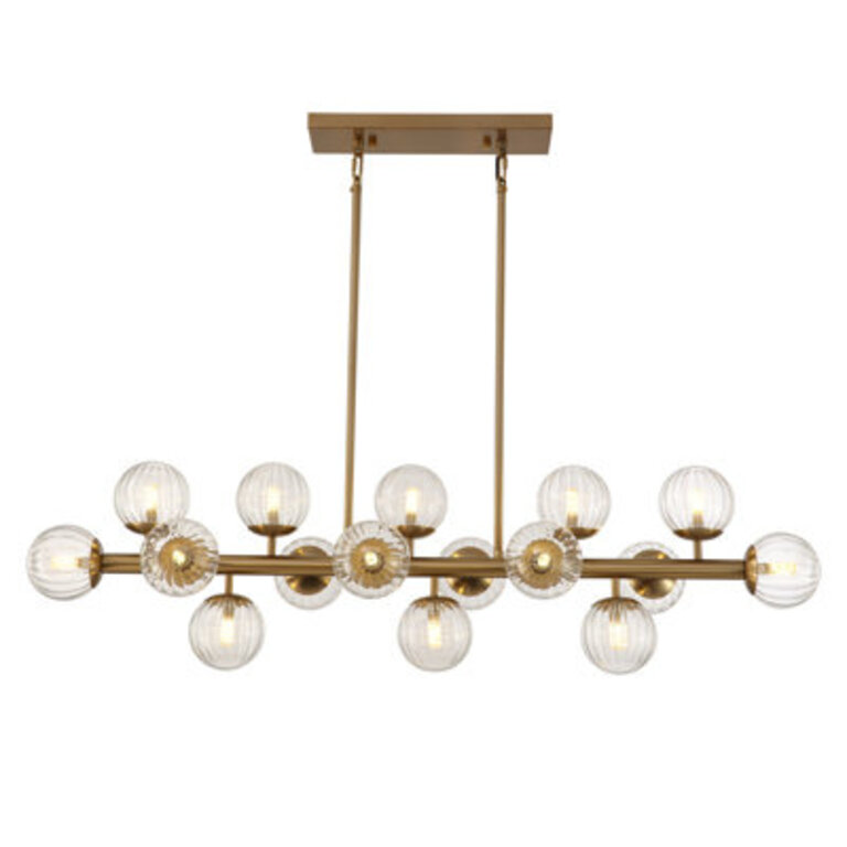 Faustena 16-Light Dimmable Bubble Glass Golden Sputnik Modern Linear Chandelier