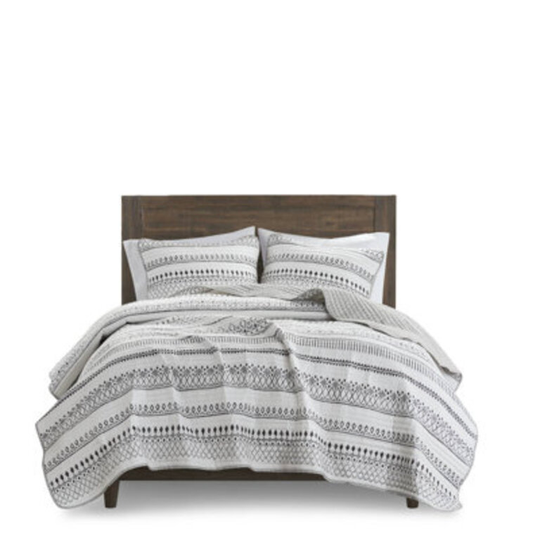 Fraser 3 Piece Printed Seersucker Quilt Set
