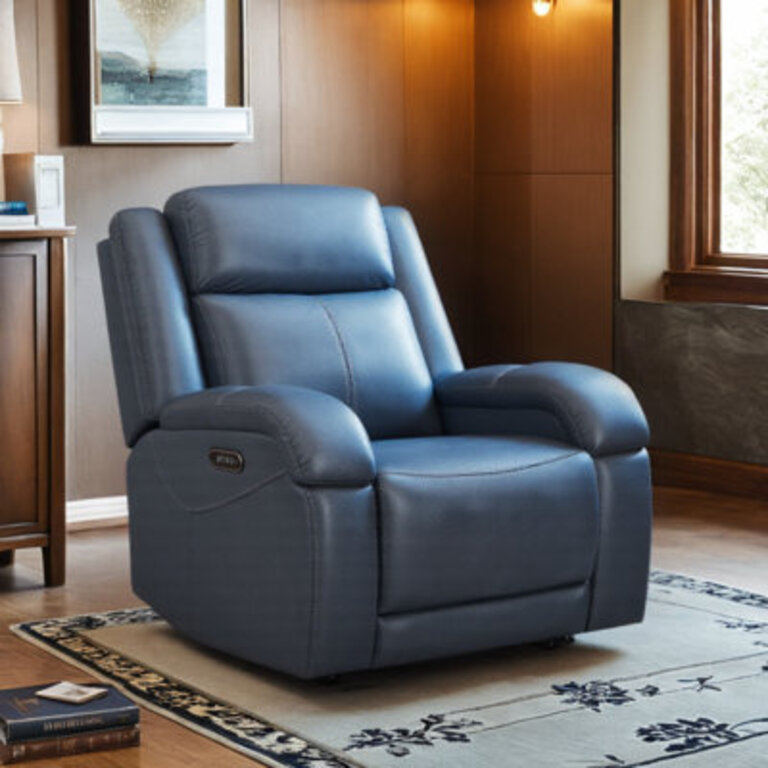 Mejas Genuine Leather Zero Wall Power Recliner with USB Port