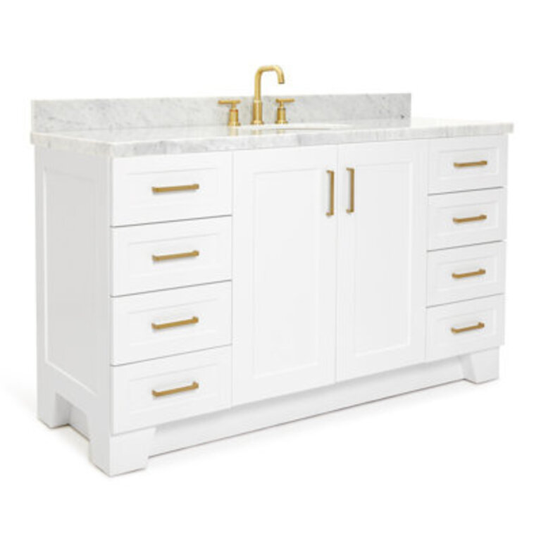 Freitas 60 Solid Wood Single Bathroom Vanity with 15 Carrara Marble Top