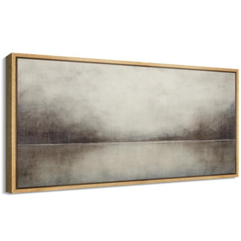 Minimal Landscape Moody Brown With Green Tunes Artwork Retro Neutral Tranquil Abstract Landscape Wall Pictures Extra Large Framed Canvas Giclee Print Wall Art