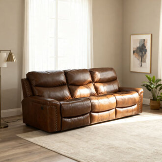 Hildi Top Grain Italian Leather Power Reclining Sofa with USB Charging Ports