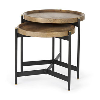 Milda Solid Wood Tray Top Nesting Tables