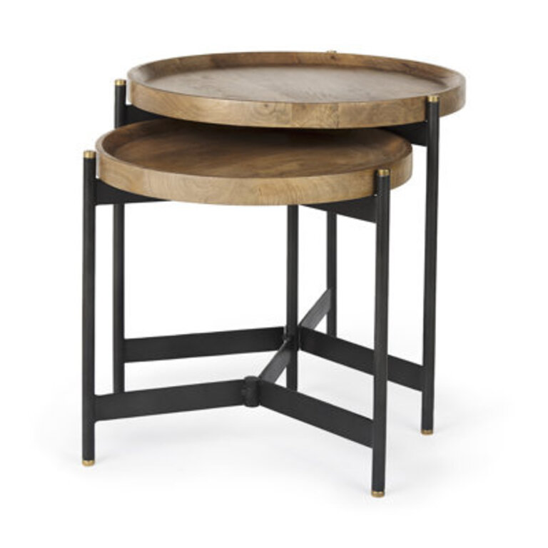 Milda Solid Wood Tray Top Nesting Tables
