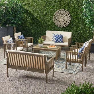 Amorae Acacia 8 - Person Patio Conversation Set with Cushions