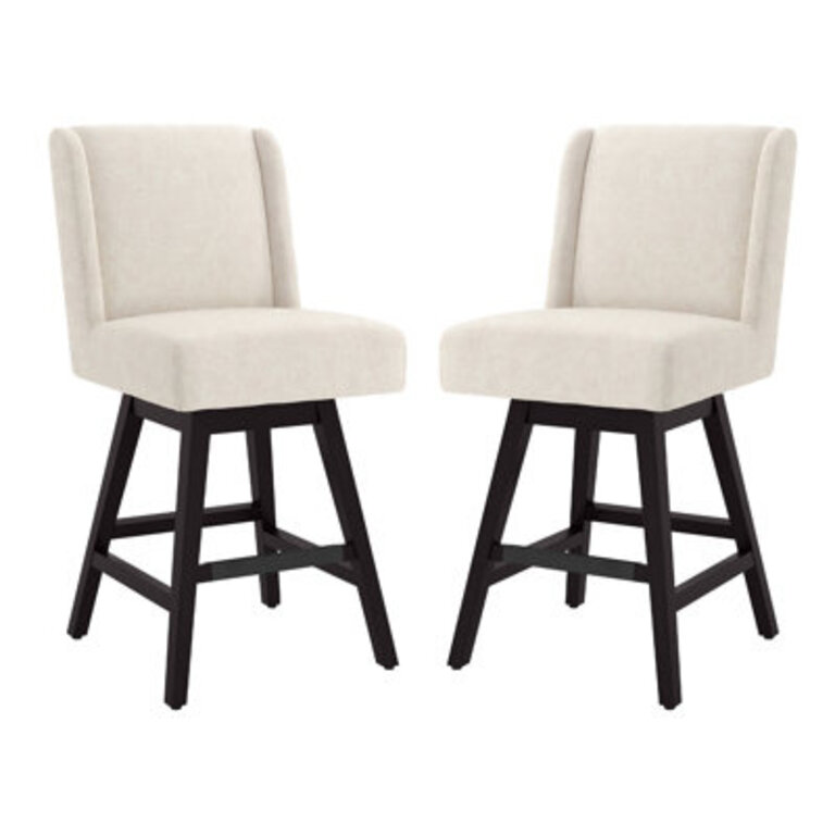 Set Of 2 IndoorOutdoor Modern Classical Rotatable Bar Chair City Armless Swiveling Bar Chair With Soild Wood Legs Modern Counter Stool