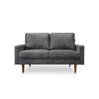 Dover 58 Vintage Distressed Faux Leather Loveseat Mid-Century Modern Couch for Small Spaces