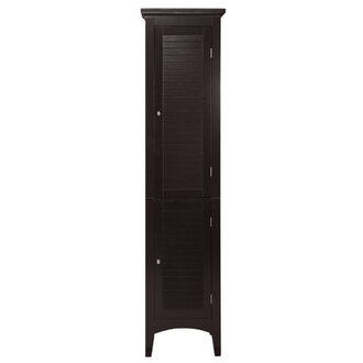 Benicio Freestanding Linen Accent Tower Cabinet with Faux Louvered Doors and Adjustable Shelf