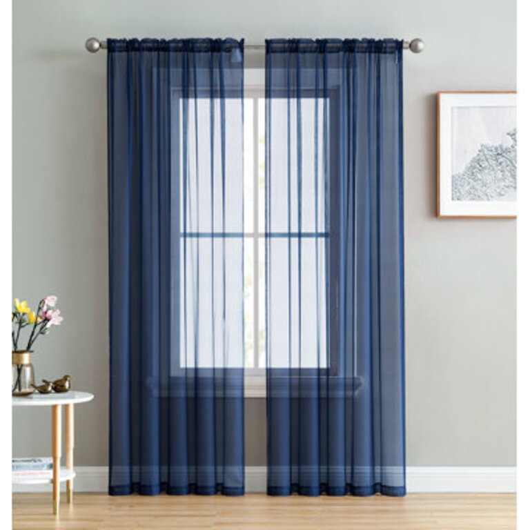 Daxin Sheer Voile Rod Pocket Curtain Panels Set of 2