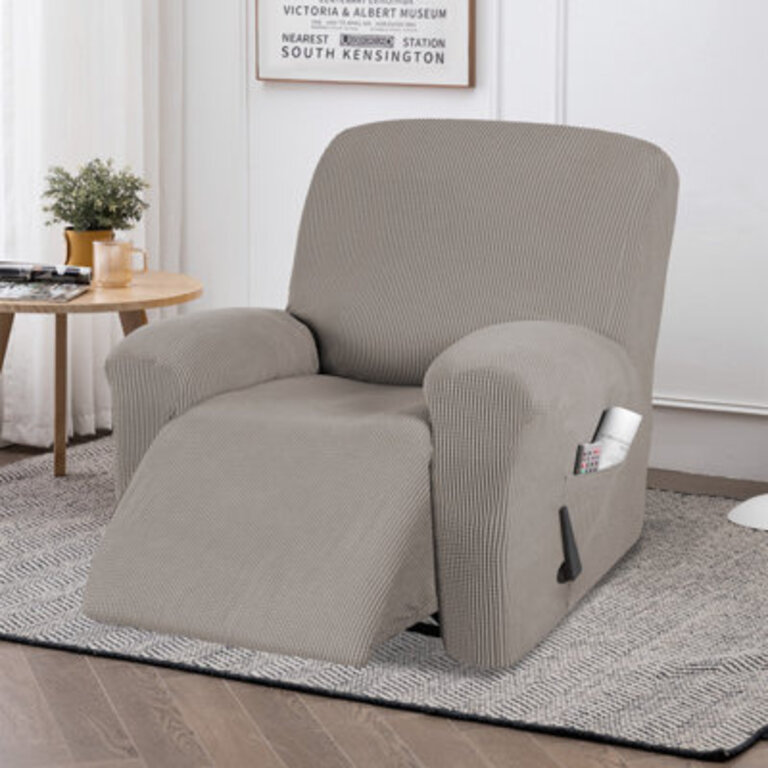 Hayneville Anti-Slip High Stretch Recliner Cover With Side Pocket Electric Power Lift Recliner Chair Cover Fitted  Box Cushion Recliner Slipcover Machine Washable