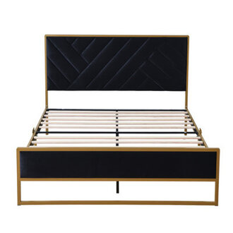 Sheila Upholstered Platform Bed with Velvet Tufted Headboard