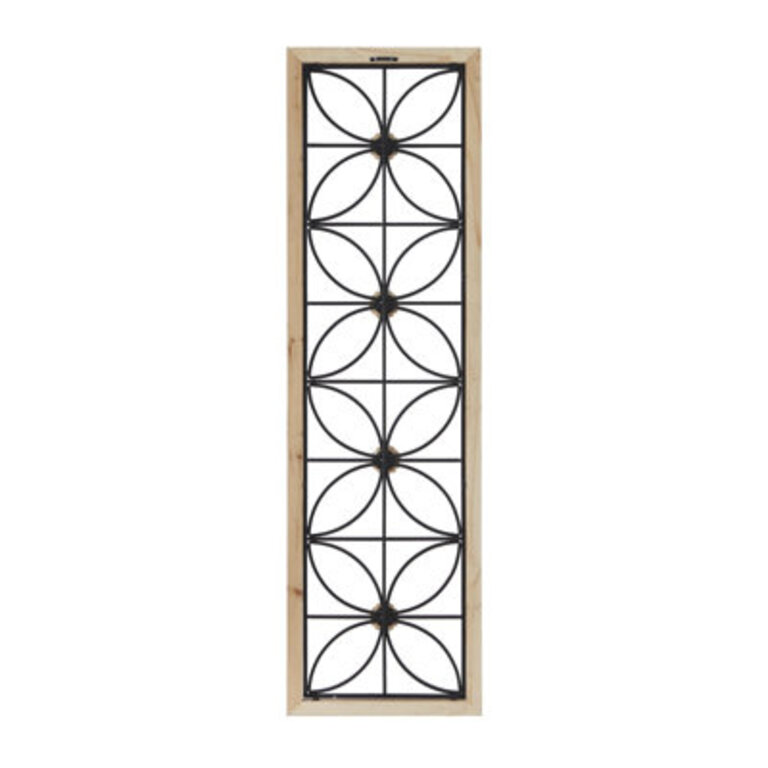 Metal Floral Home Wall Decor with Brown Frame