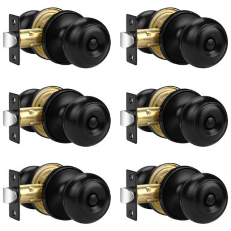 Door Knobs with Round Rosette Keyless Lock for Bed and Bath Room