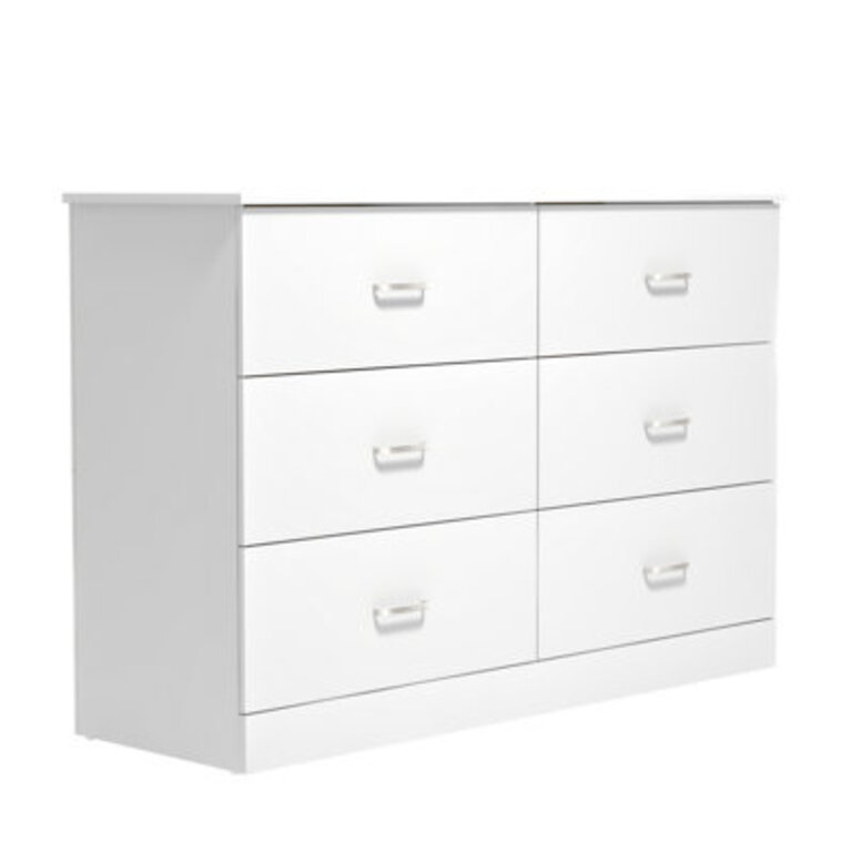 Allyannah 47 W 6-Drawer Manufactured Wood Double Dresser with Interlocking Drawers