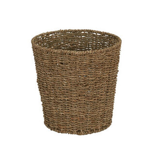 Bimal Wicker Waste Basket Woven Leaf Basket with Wire Frame Trash Bin or Storage Basket for Bedroom Bathroom Office and More