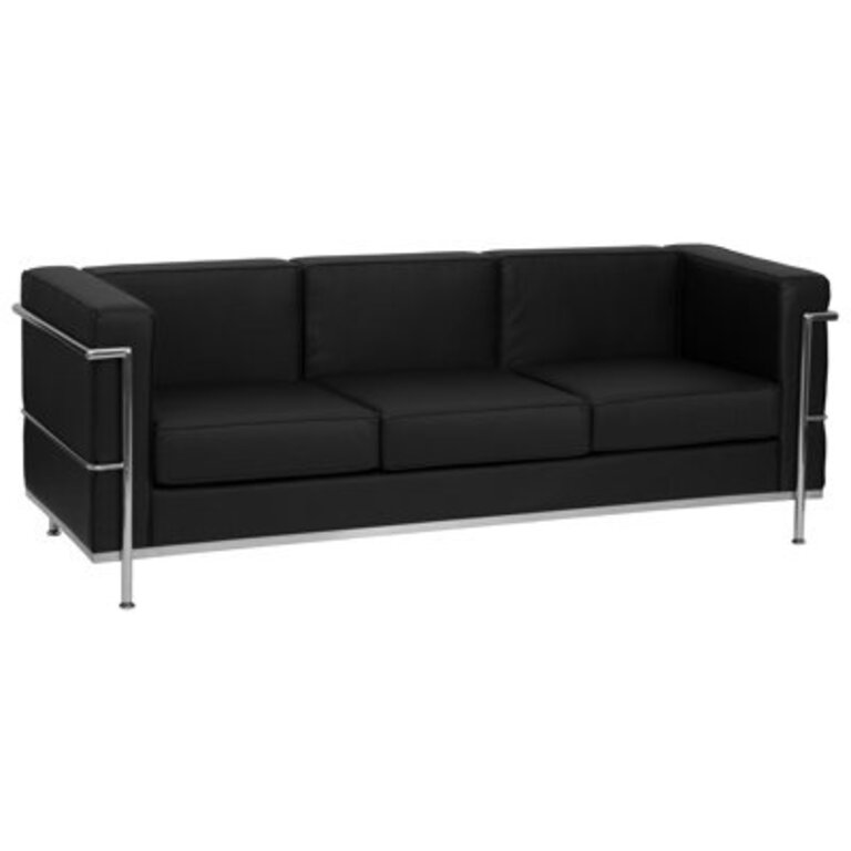 Igballe Contemporary LeatherSoft Sofa with Double Bar Encasing Frame
