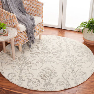 Shillington Floral Handmade Tufted Ivory/Gray Area Rug