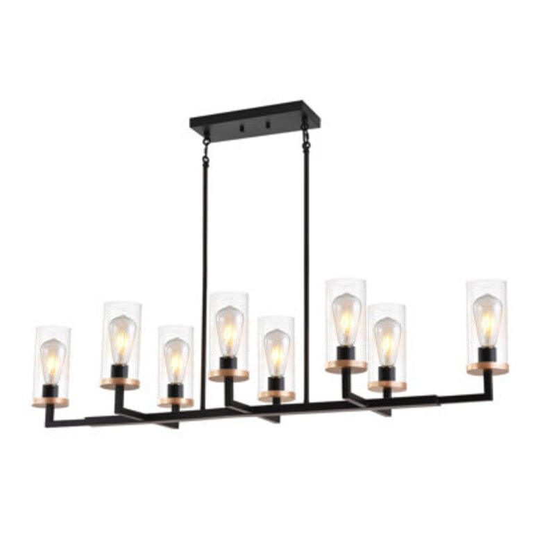 Alamin 8 - Light Dimmable Chandelier Black Farmhouse Chandelier Kitchen Island Chandelier Dining Room Light Fixtures over Table