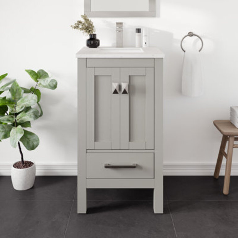 London 20W x 18D Bathroom Vanity with Countertop and Undermount Porcelain Sink