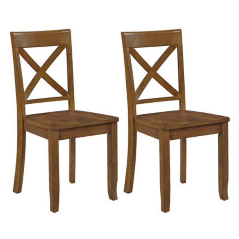 Bronxton 17 Wide Walnut Wood Country Farmhouse Cross Back Dining Chairs