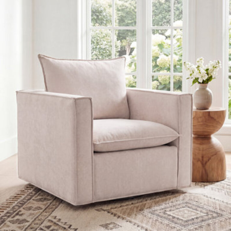 Louretha 34 Wide Fabric Upholstered Swivel Armchair