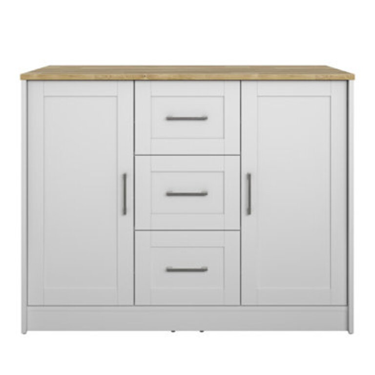 Allycia 455 W Solid and Manufactured Wood Kitchen Island with Butcher Block Top
