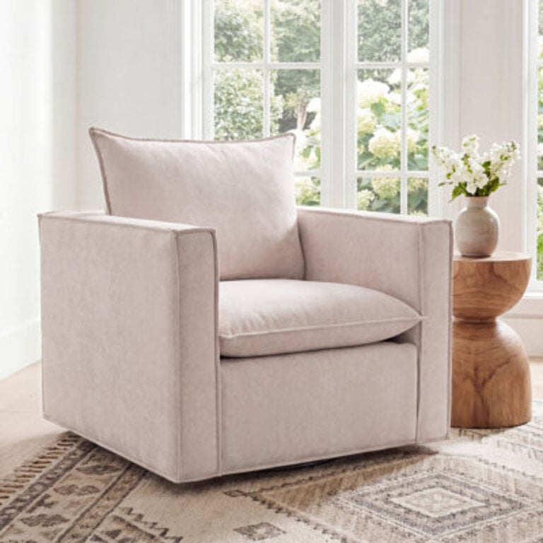 Louretha 34 Wide Fabric Upholstered Swivel Armchair