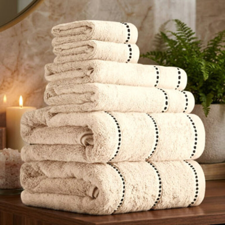 6PC Towel Set - Cotton Bathroom Accessories with 2 Bath Towels 2 Hand Towels and 2 Wash Cloths - Quick Dry Towels by Lavish Home