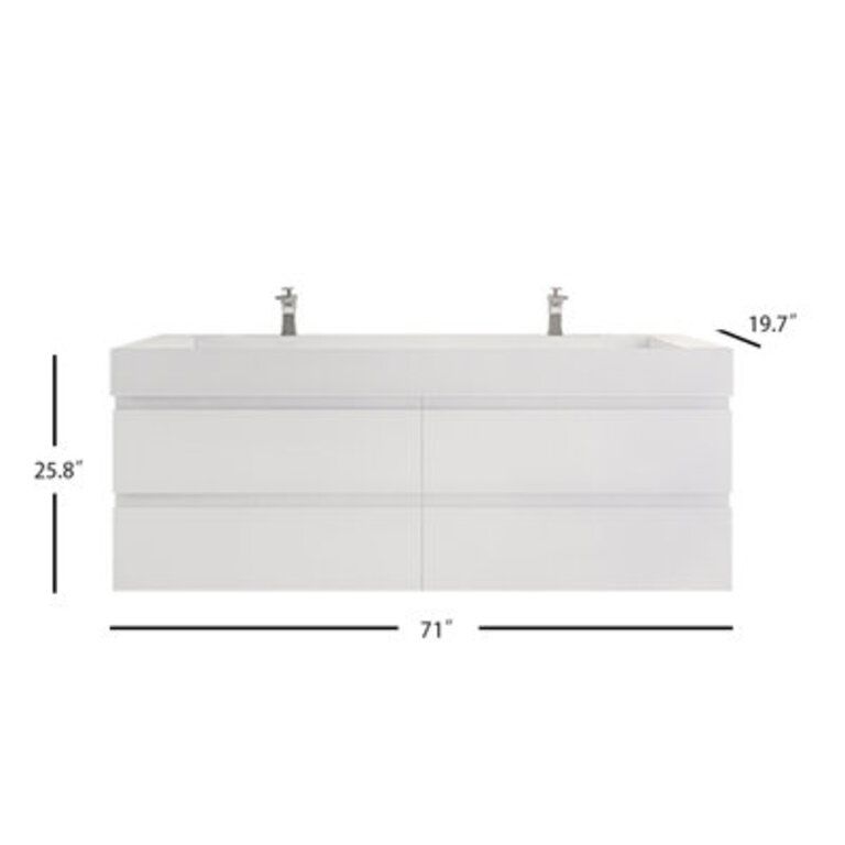 Babajide 72 Double Bathroom Vanity with Acrylic Top