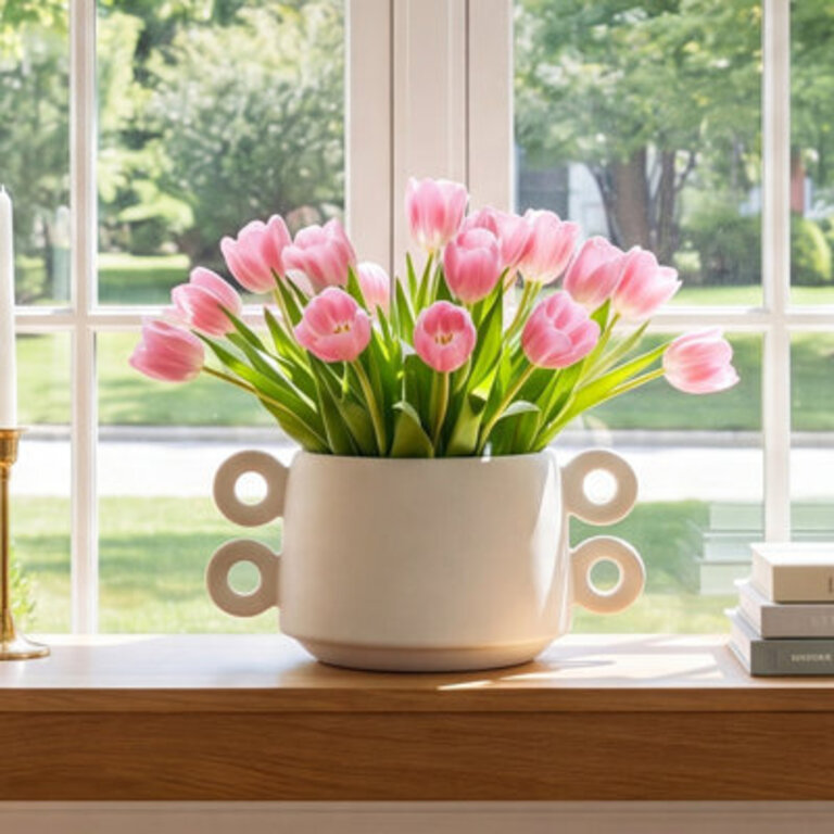 Risco White 35 Ceramic Table Vase