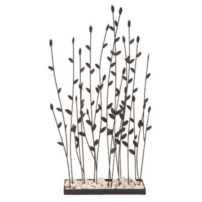Phillipston Metal Floral Decorative Black Sculpture with Loose Stones