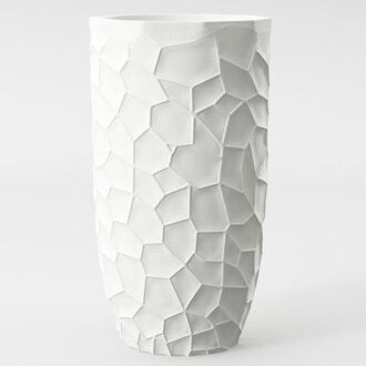 Govind 22 H Handmade White Geometric Fiber Stone Tall Pot Planters