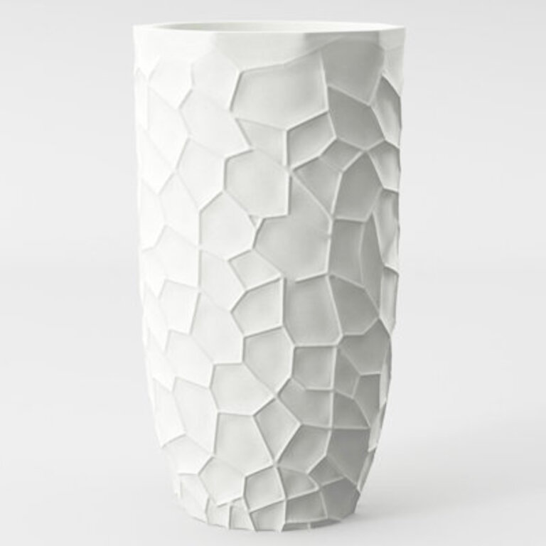 Govind 22 H Handmade White Geometric Fiber Stone Tall Pot Planters