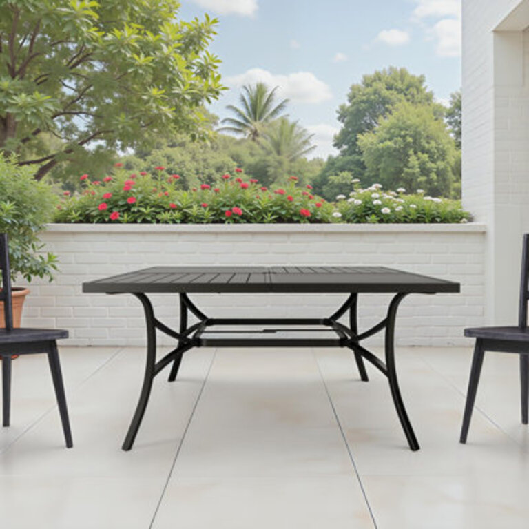 Mariana 60 W Square Metal Outdoor Dining Table with Umbrella Hole