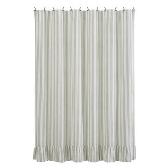 Nessrine Cotton Blend Striped Shower Curtain