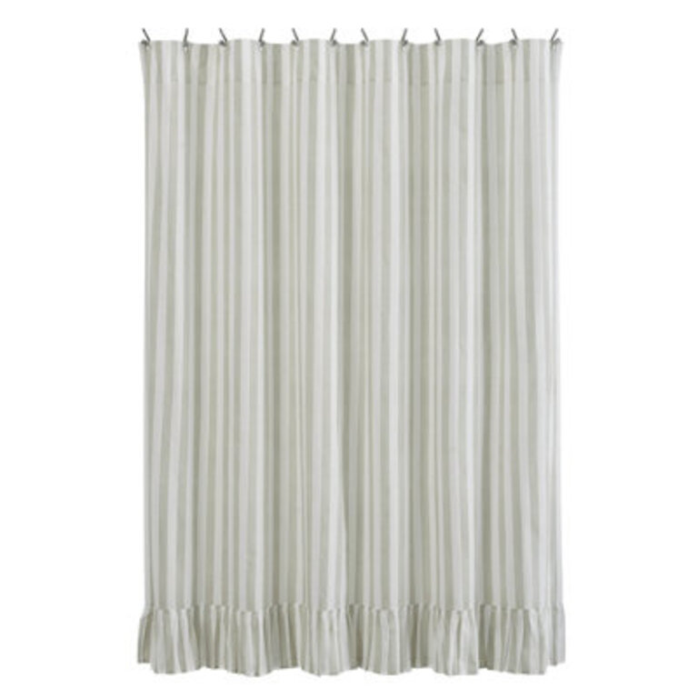Nessrine Cotton Blend Striped Shower Curtain